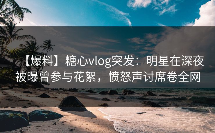 【爆料】糖心vlog突发：明星在深夜被曝曾参与花絮，愤怒声讨席卷全网