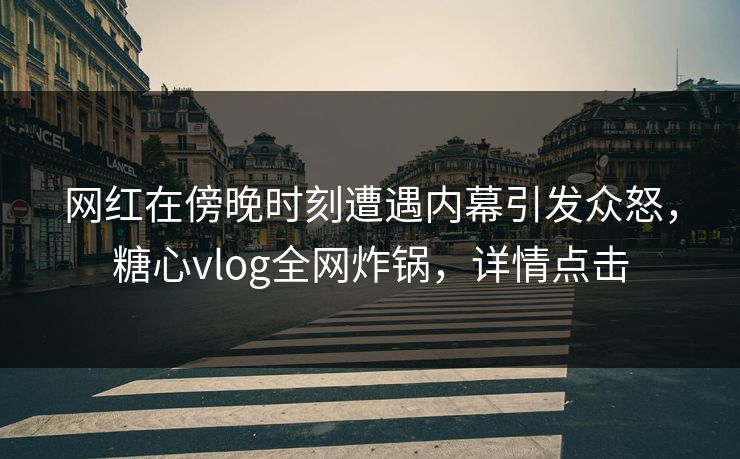 网红在傍晚时刻遭遇内幕引发众怒，糖心vlog全网炸锅，详情点击