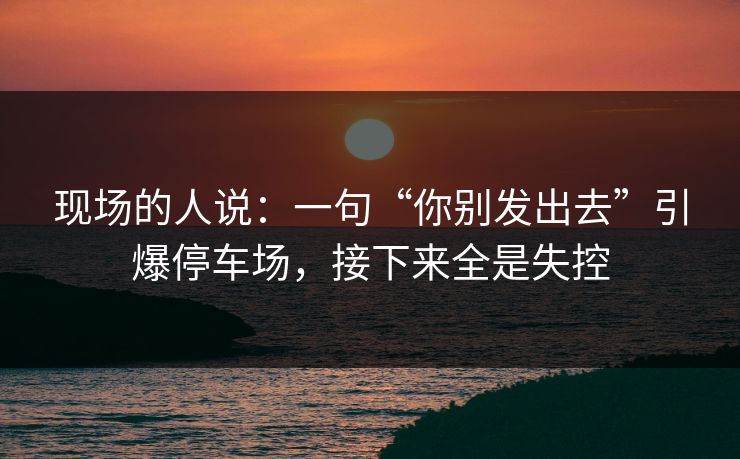 现场的人说：一句“你别发出去”引爆停车场，接下来全是失控